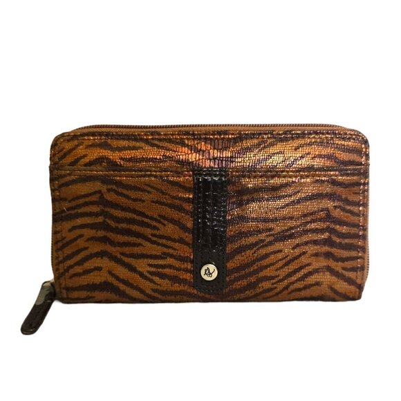 Kate Landry Metallic Tiger Print Zip Around Wallet - Picture 1 of 8